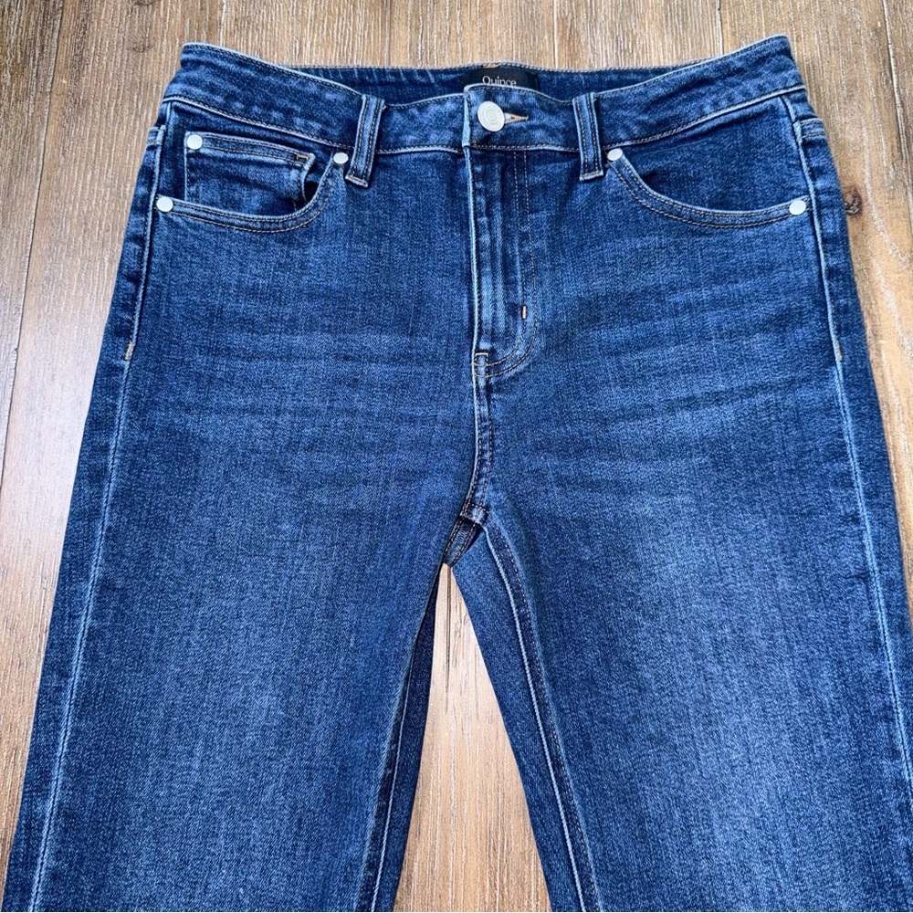 QUINCE Slim Straight Jeans Crop Dark Blue Sz 28 mid rise ankle - Picture 7 of 12